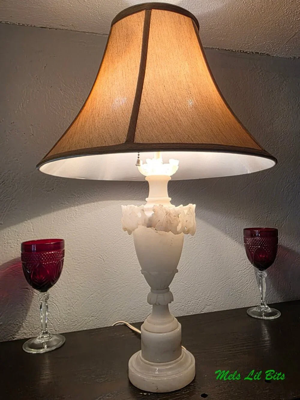 Vintage Italian Neoclassical Carved Alabaster Urn Table Lamp
